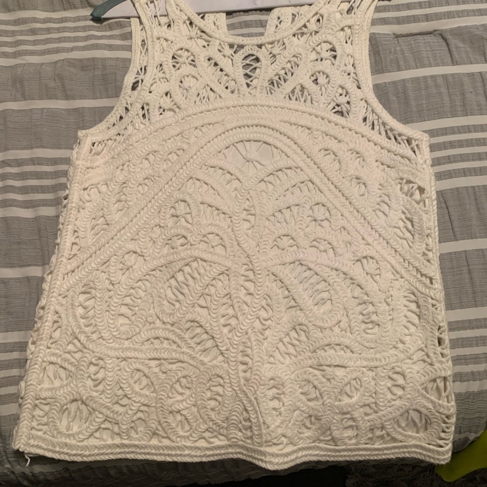 White House Black Market Ivory Crochet Top